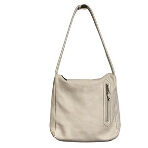 Tignanello Pebble Leather Shoulder Bag Eggshell 13” X 15”